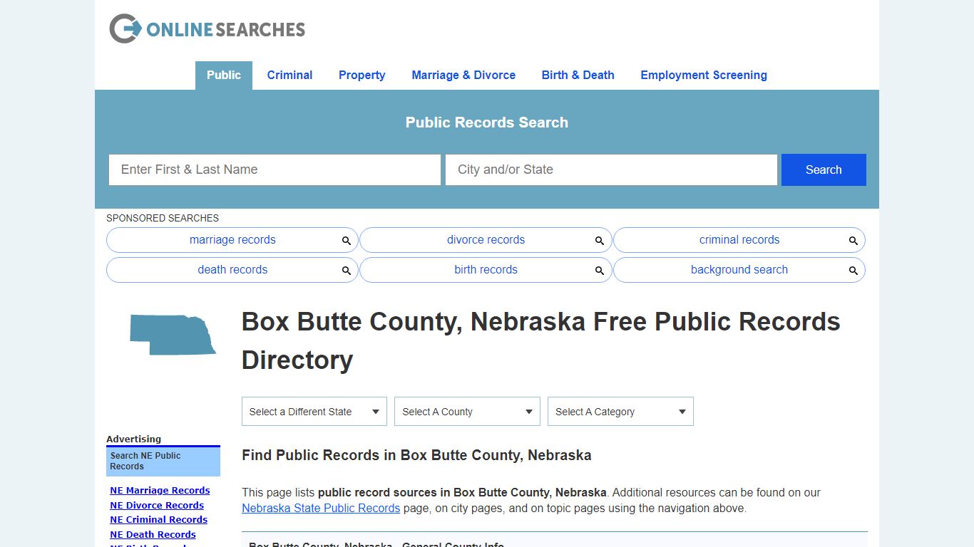 Box Butte County, Nebraska Public Records Directory