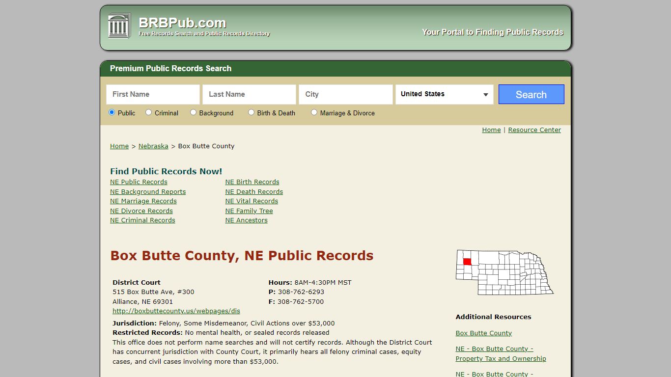 Box Butte County Public Records | Search Nebraska Government Databases